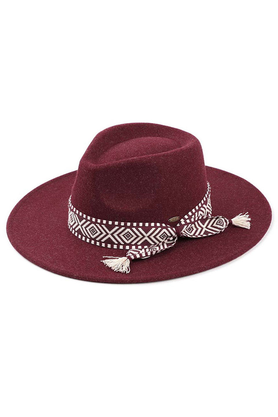 C.C Aztec Trim Vegan Felt Panama Hat
