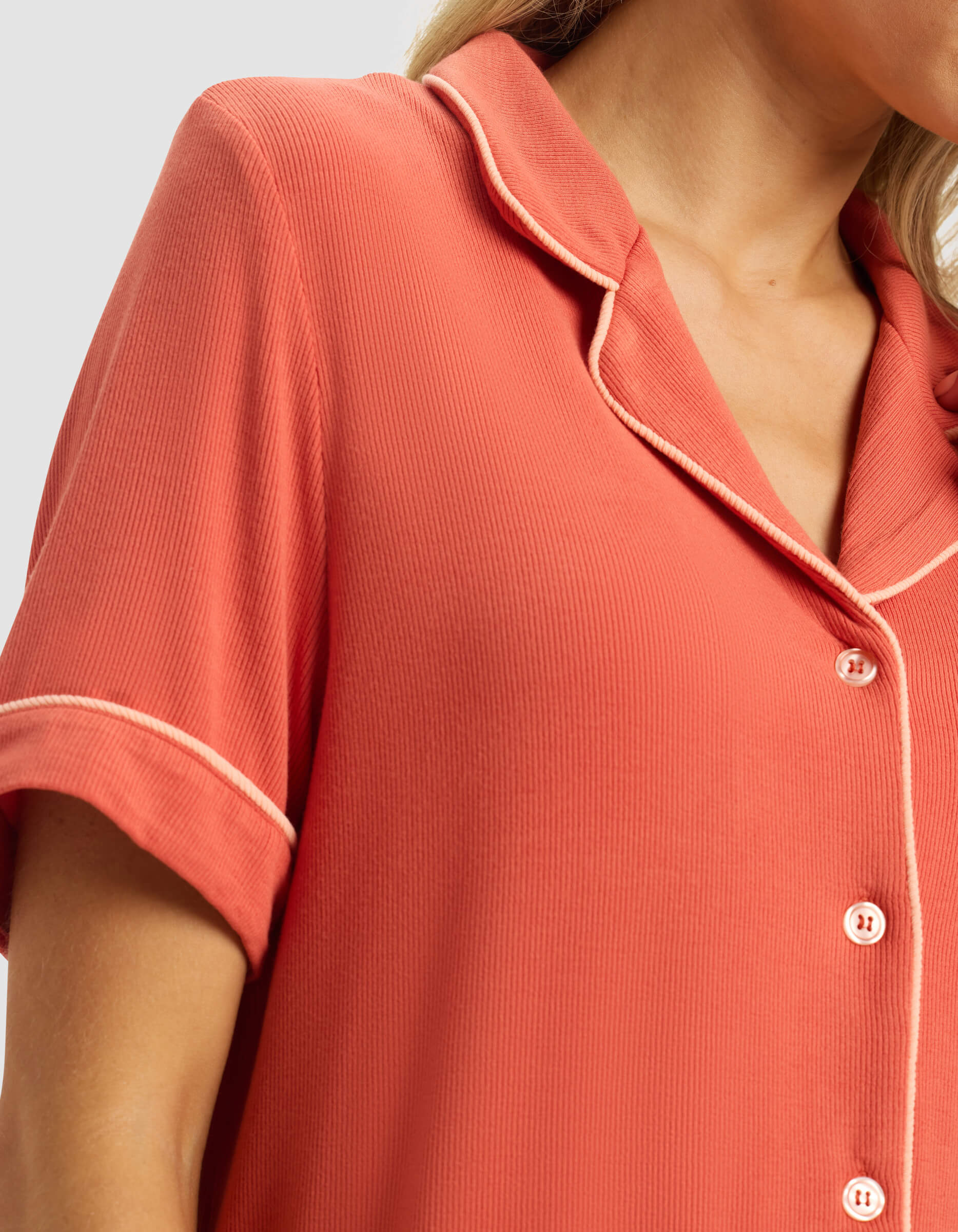 Women's Bamboo Rib-Knit Classic Short Sleeve Pajama Set