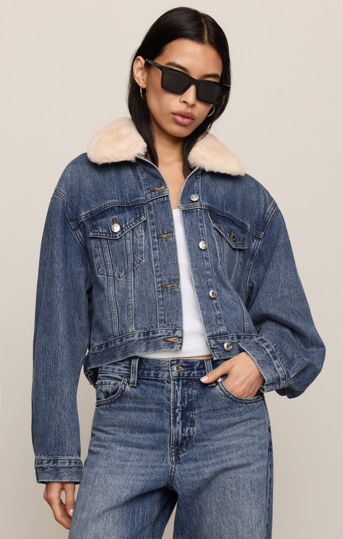 Daily Denim Fur Jacket in Hush