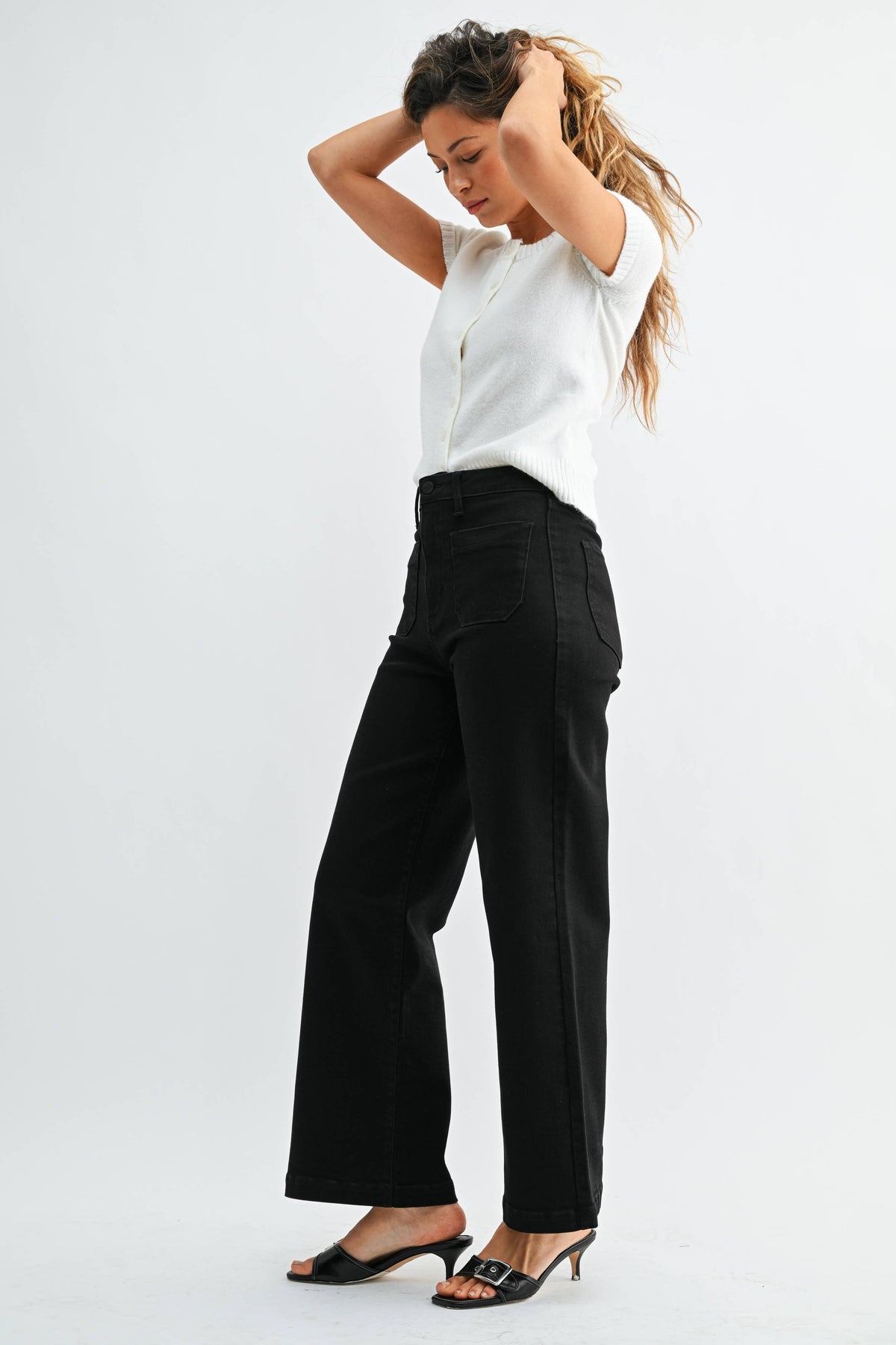 Patch Pocket Wide Leg in Black
