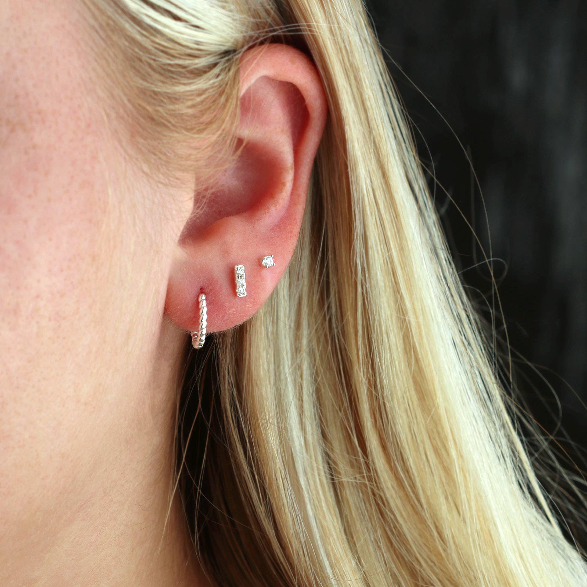 Kris Nations - Bar Dash Crystal Stud Earrings 18K Gold Vermeil | Sterling Silver CZ Crystals Nickel Free Hypoallergenic Ships from CA