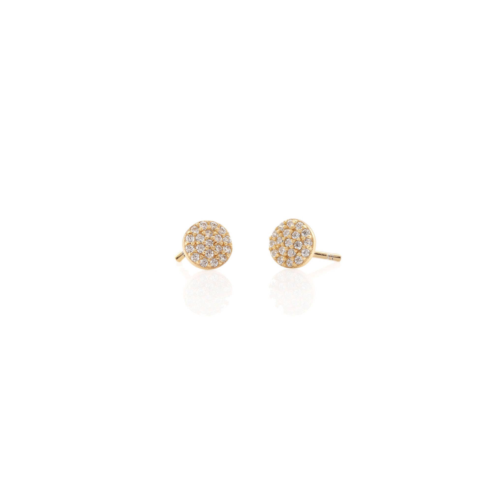 Kris Nations - Round Crystal Stud Earrings 18K Gold Vermeil | Sterling Silver CZ Crystals Nickel Free Hypoallergenic Ships from CA