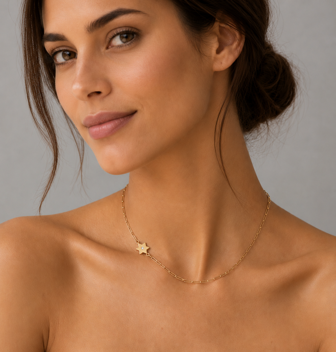 Dani Star of David Diamond Paperclip Necklace