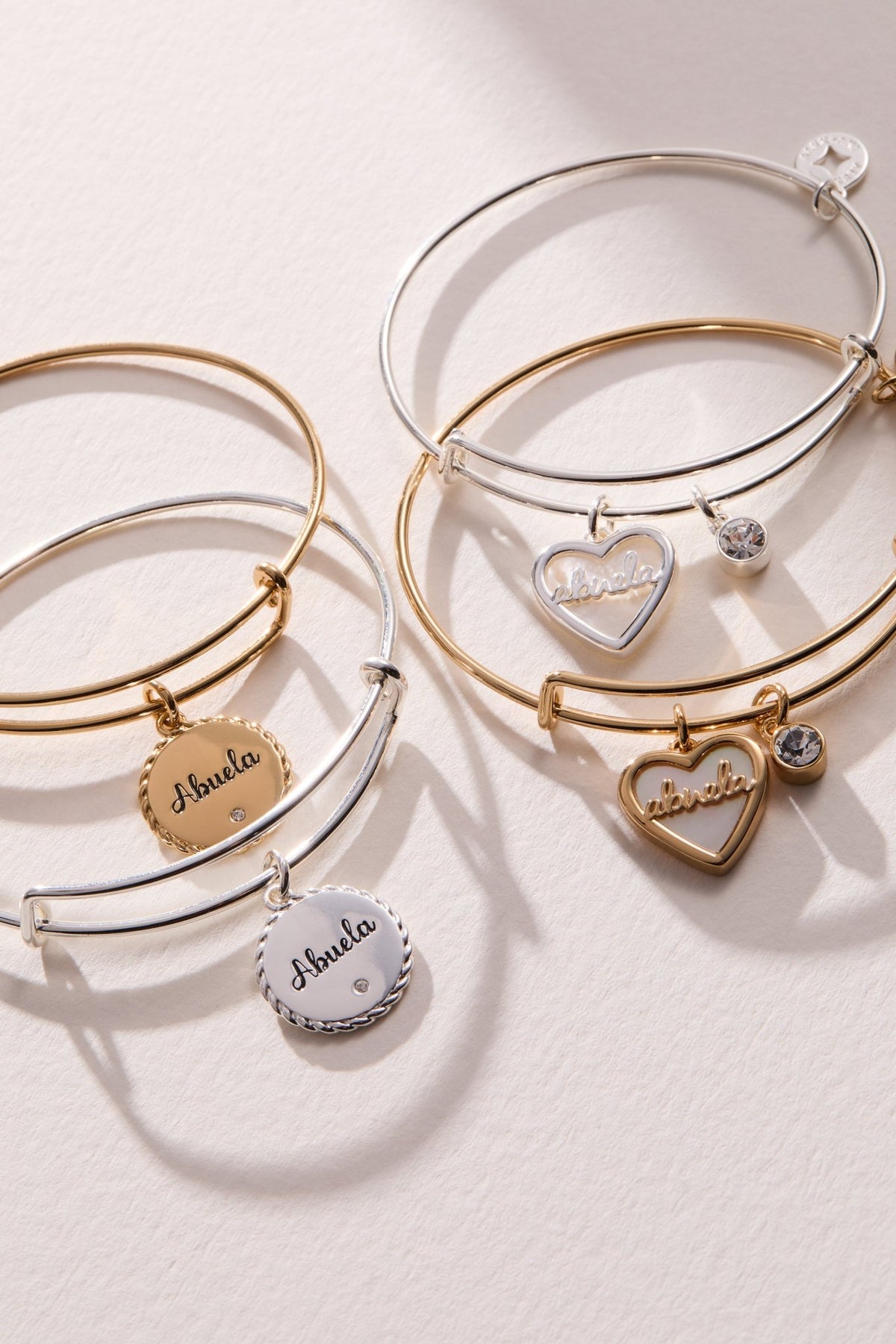 Abuela Mother of Pearl Heart Charm Bangle by ALEX AND ANI at Shirley Shoppe