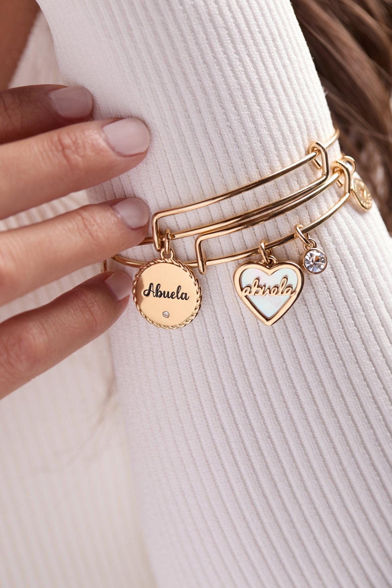 Abuela Mother of Pearl Heart Charm Bangle by ALEX AND ANI at Shirley Shoppe