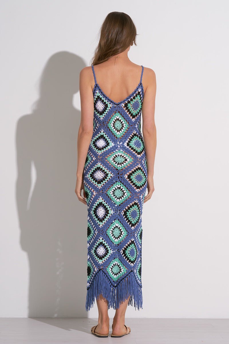 Aleki Crochet Maxi Blue Multi by Shop Elan at Shirley Shoppe