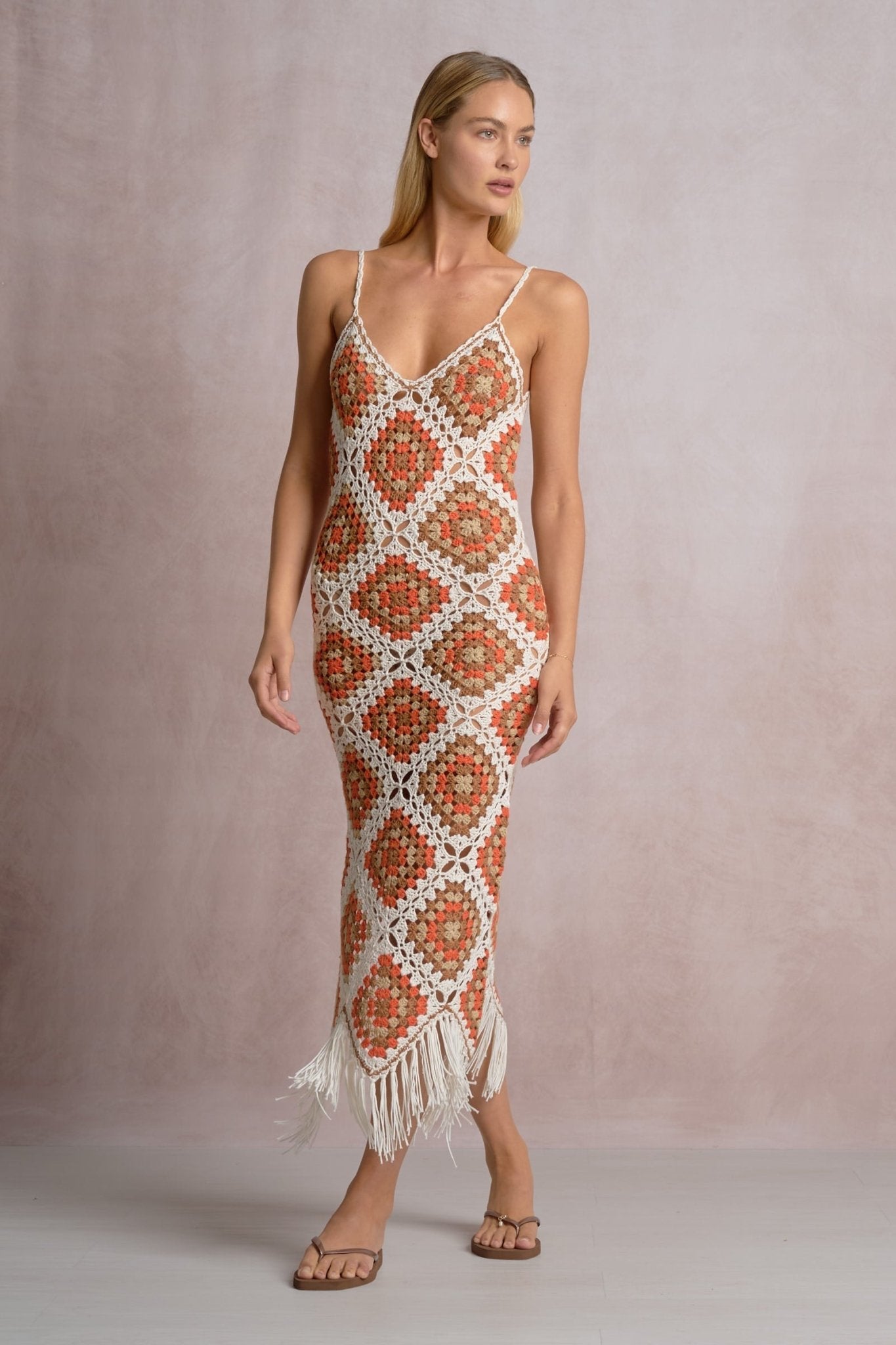 Aleki Crochet Maxi White Clay Combo by Shop Elan at Shirley Shoppe