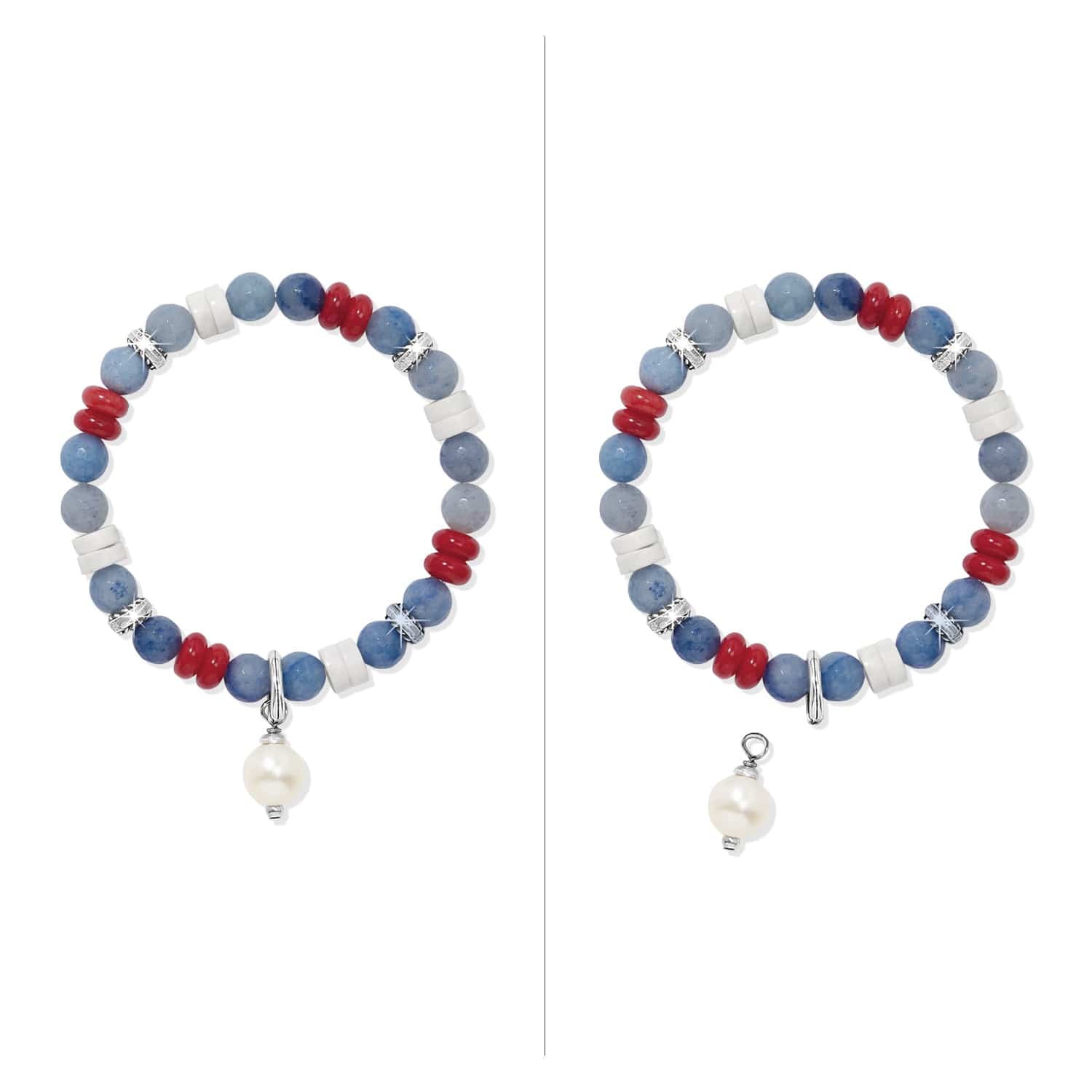 Americana Beach Pearl Charm Stretch Bracelet