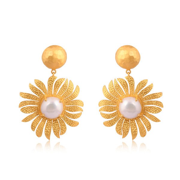 Anemone's Charm Drop Earrings - Pearl by Christina Greene at Shirley Shoppe