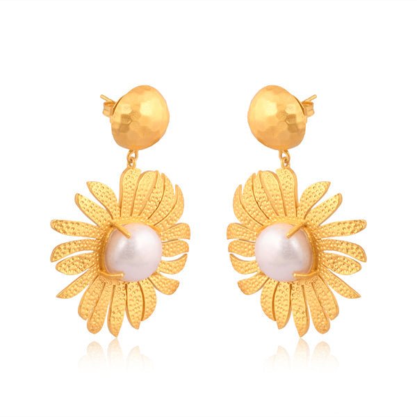 Anemone's Charm Drop Earrings - Pearl by Christina Greene at Shirley Shoppe