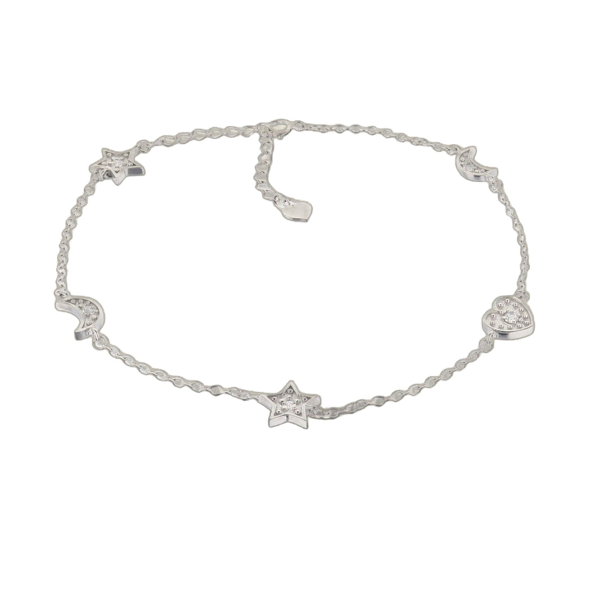 Moon Stars and Heart Anklet
