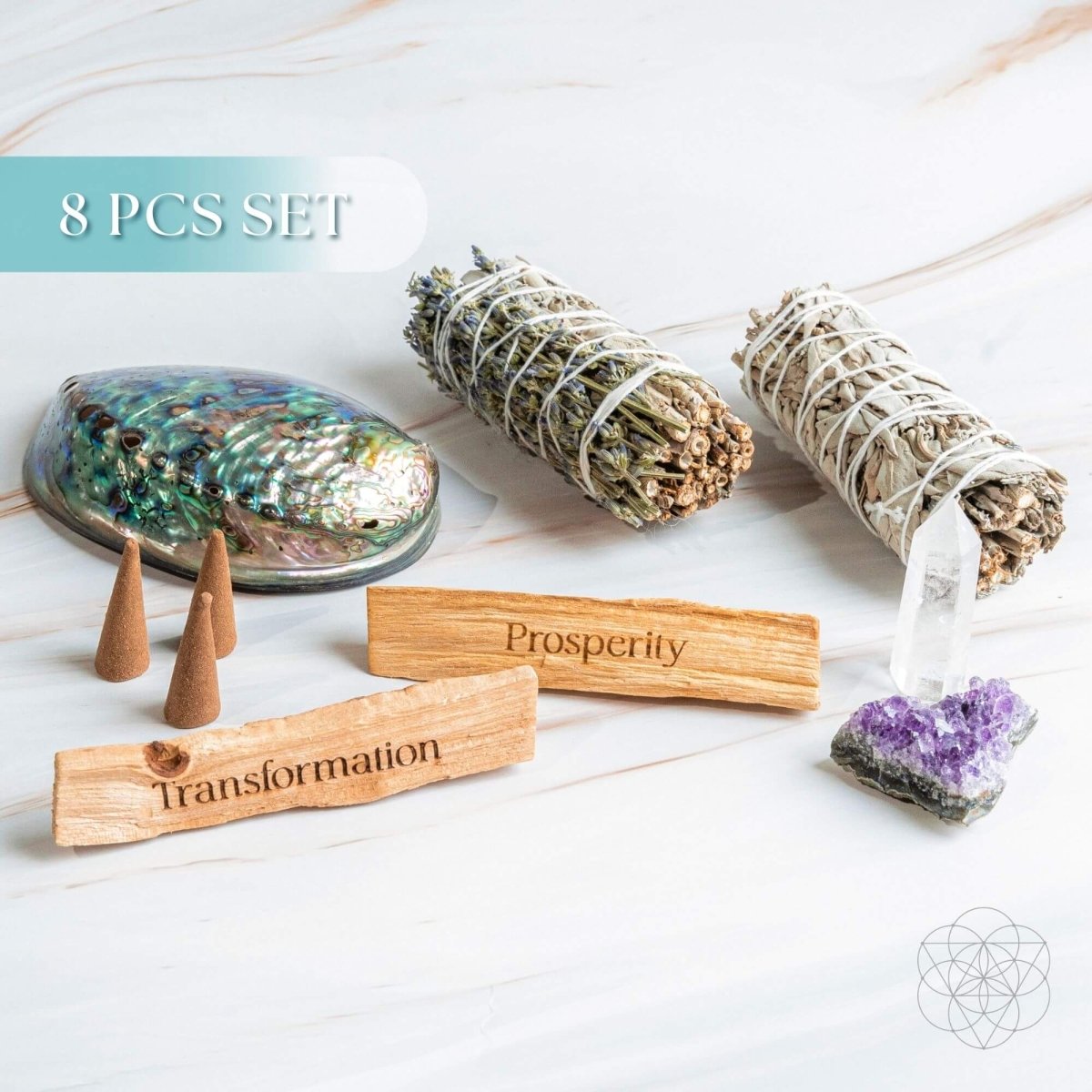 Attract Abundance - Premium Manifestation Smudge Kit (8 Pieces) by Conscious Items at Shirley Shoppe