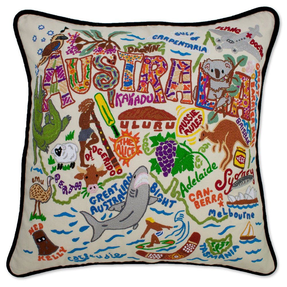 Australia Hand - Embroidered Pillow by Quirks! at Shirley Shoppe