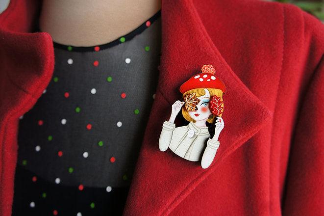 Autumn girl brooch by Laliblue by Quirks! at Shirley Shoppe