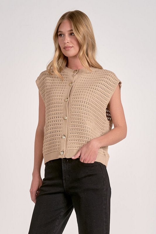 Ayla Sweater Vest Taupe by Shop Elan at Shirley Shoppe