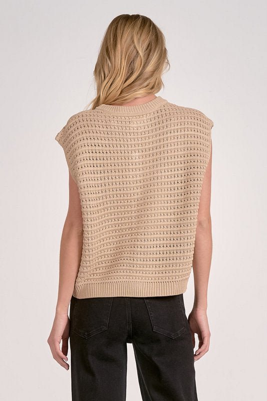 Ayla Sweater Vest Taupe by Shop Elan at Shirley Shoppe