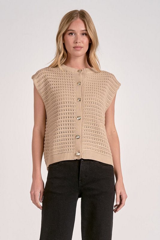 Ayla Sweater Vest Taupe by Shop Elan at Shirley Shoppe