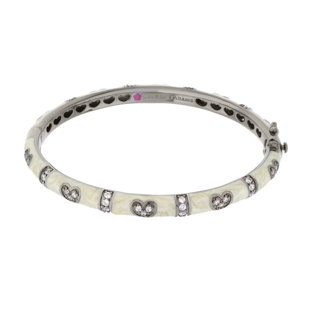Pave Love Stackable Bangle — Double Heart Station