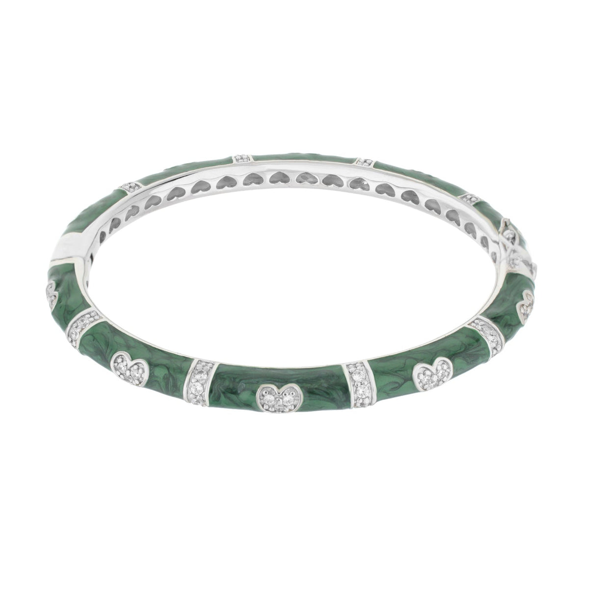 Pave Love Stackable Bangle — Double Heart Station