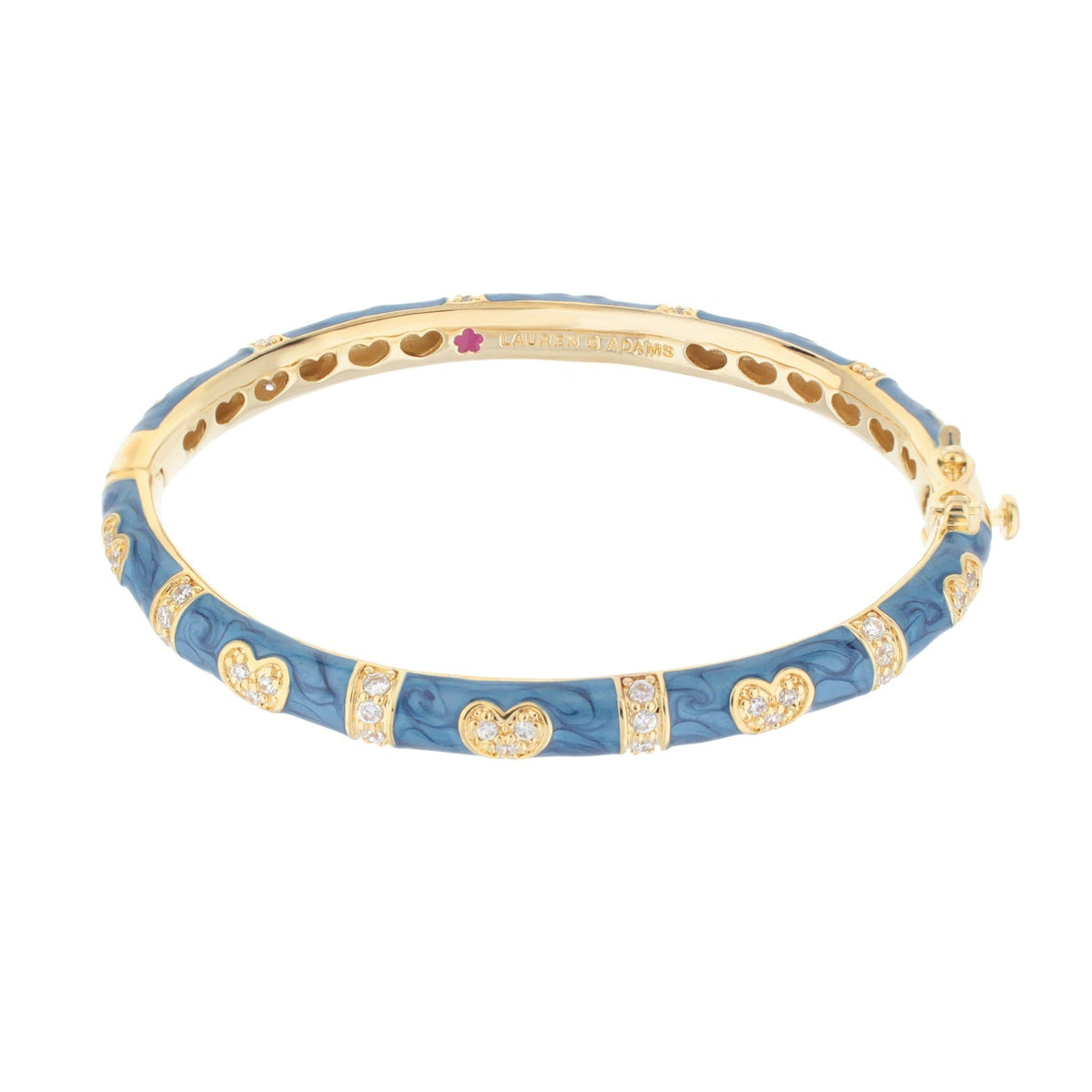 Pave Love Stackable Bangle — Double Heart Station
