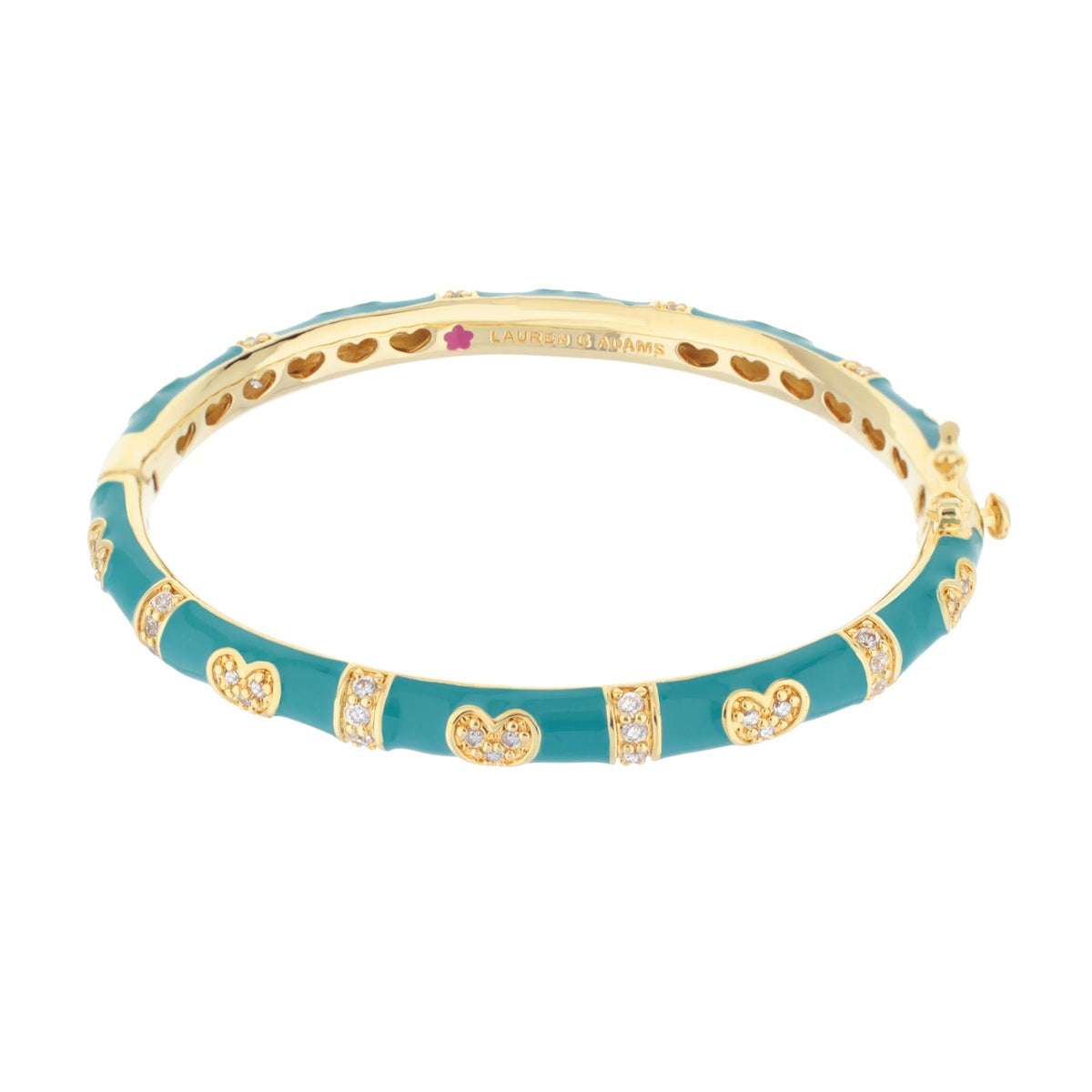 Pave Love Stackable Bangle — Double Heart Station