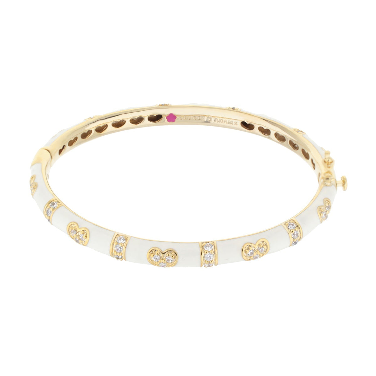 Pave Love Stackable Bangle — Double Heart Station
