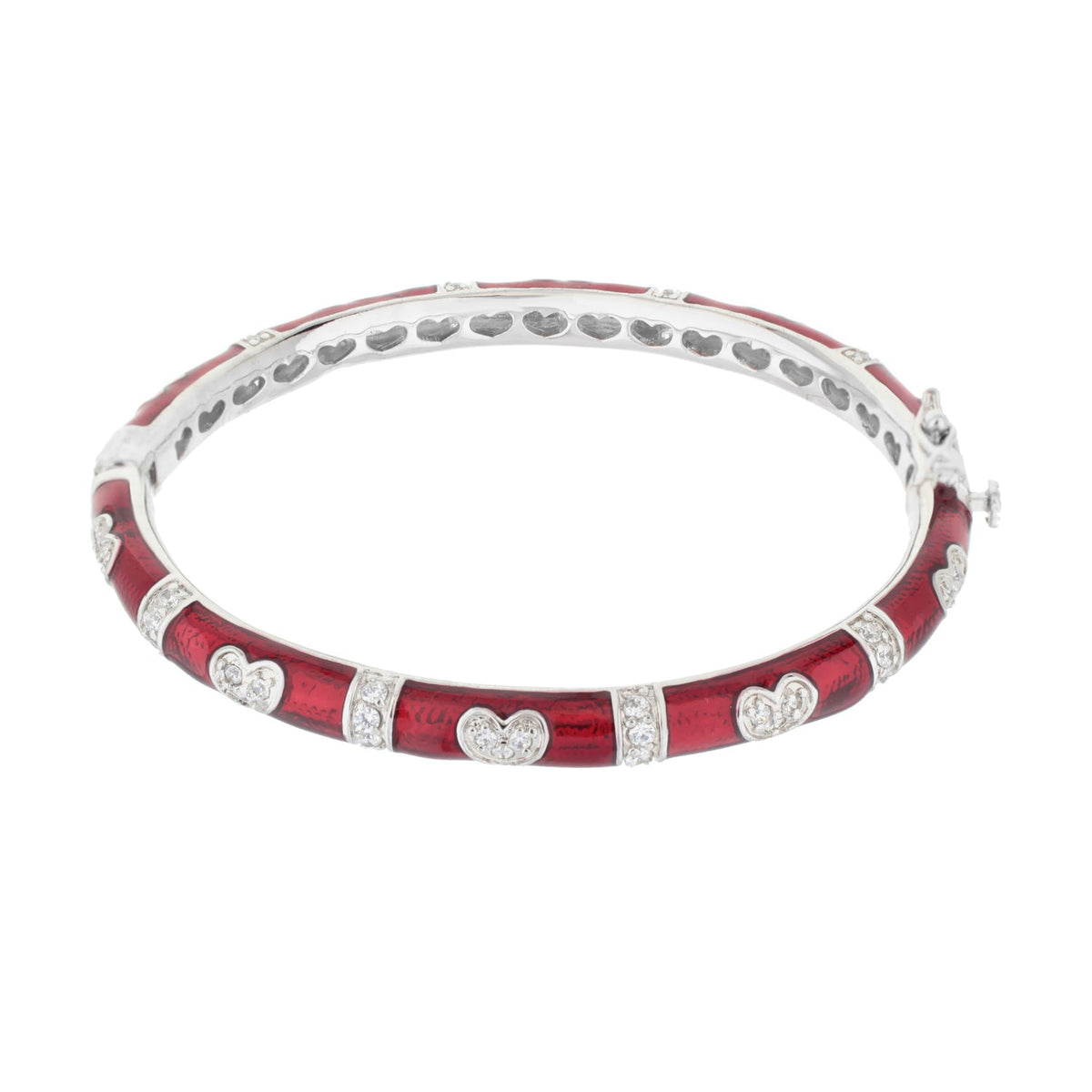 Pave Love Stackable Bangle — Double Heart Station
