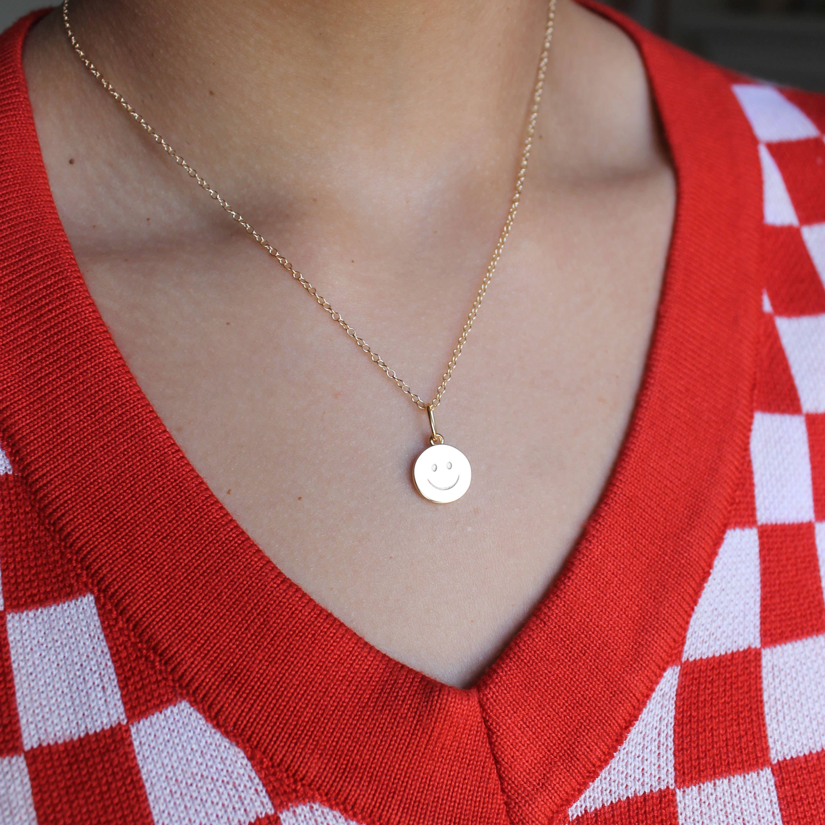 Kris Nations - Happy Charm Necklace 18K Gold Vermeil | Sterling Silver Charm Gold Filled | Sterling Silver Chain 16-18 Inches Nickel Free Ships from CA