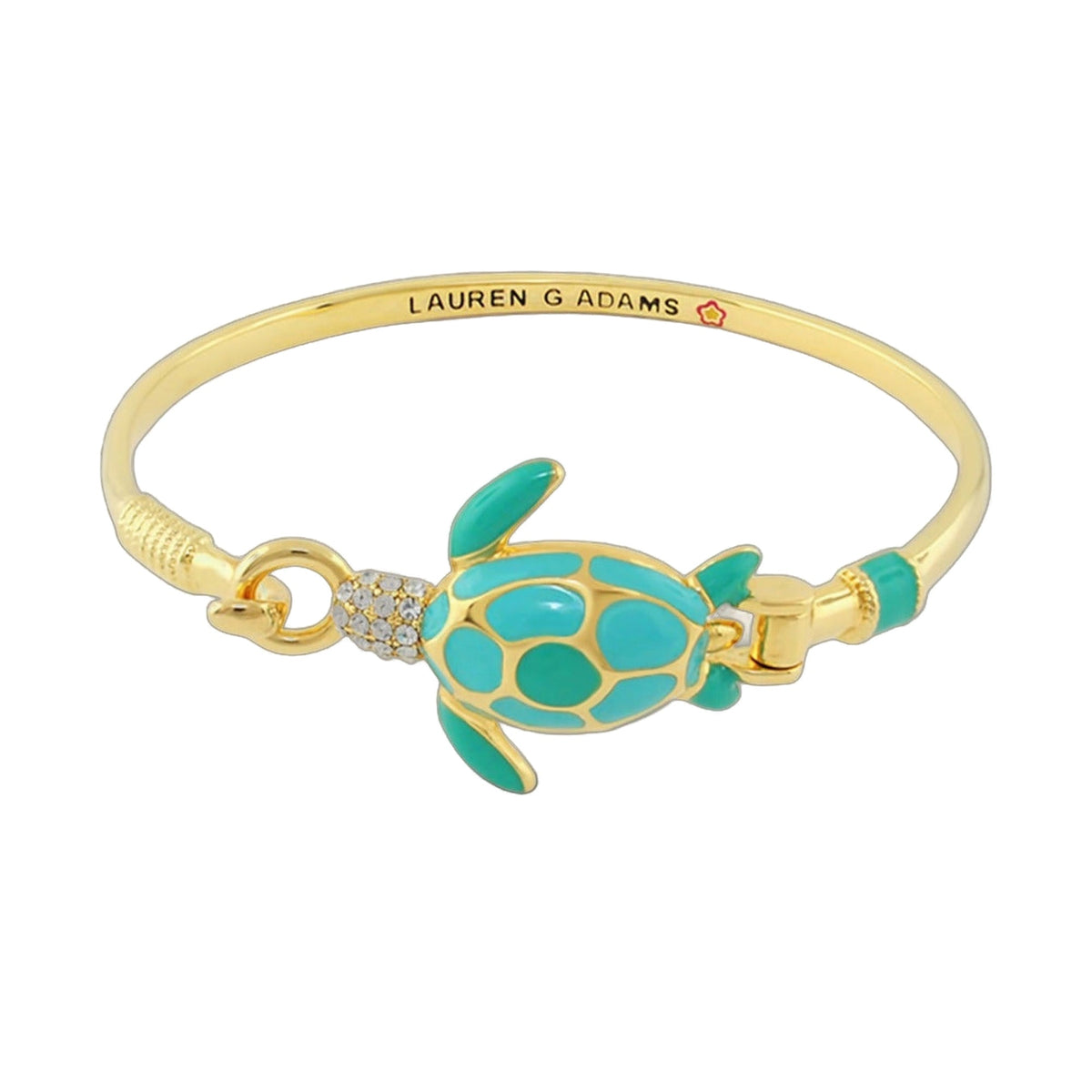 Eau Turtle Bangle — Slim Teal Hook Clasp