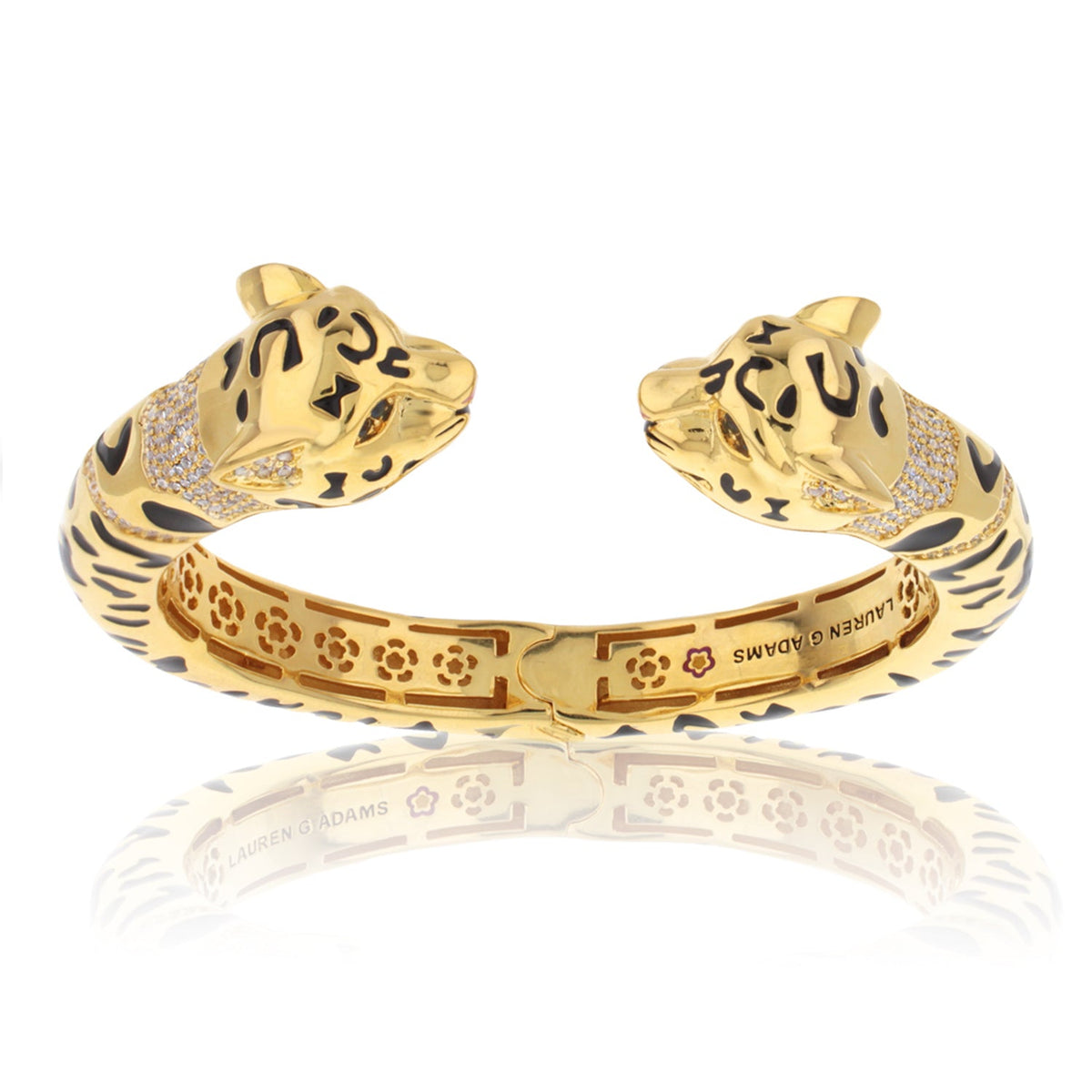 Sweet Leopard Bangle — Double Head Open Cuff