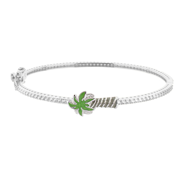 Eau Palm Tree Bangle — Slim Pavé Hinge