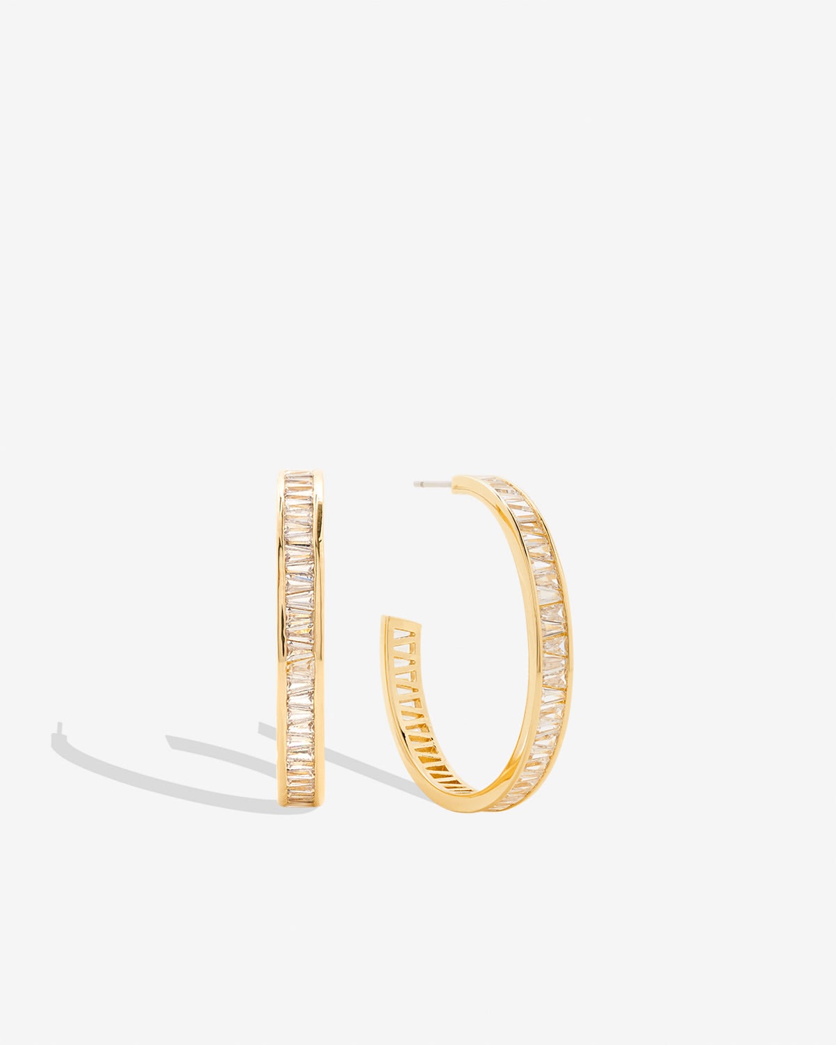 Mom Baguette Maxi Hoop Earrings