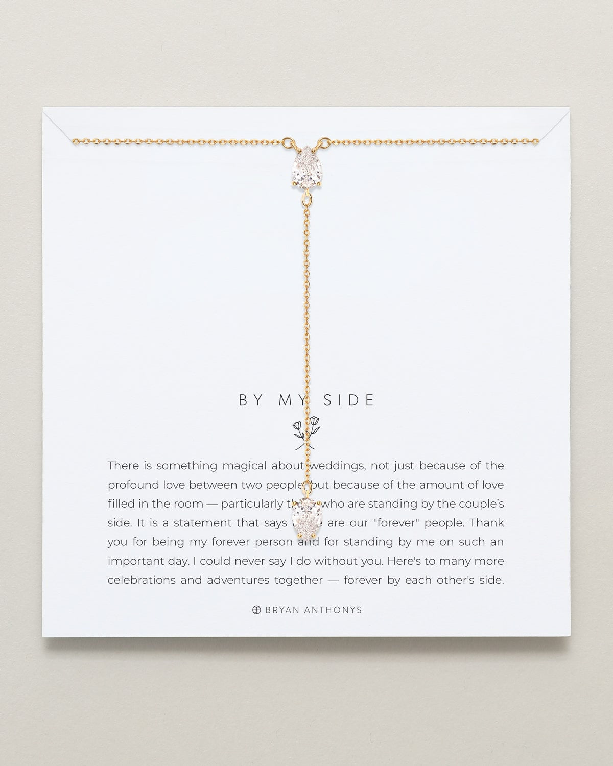 By My Side Pear Cut Lariat Necklace