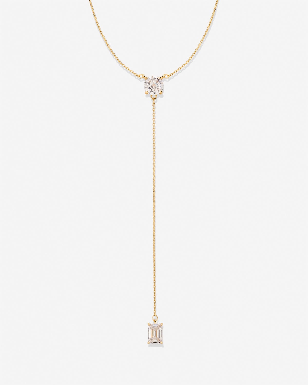 Beautifully Broken Emerald Cut Lariat Necklace