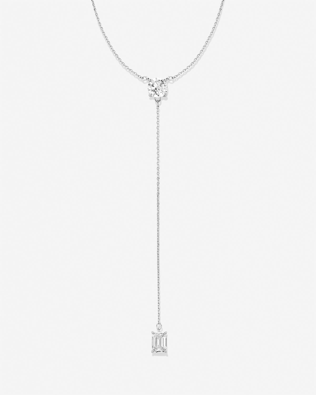 Beautifully Broken Emerald Cut Lariat Necklace