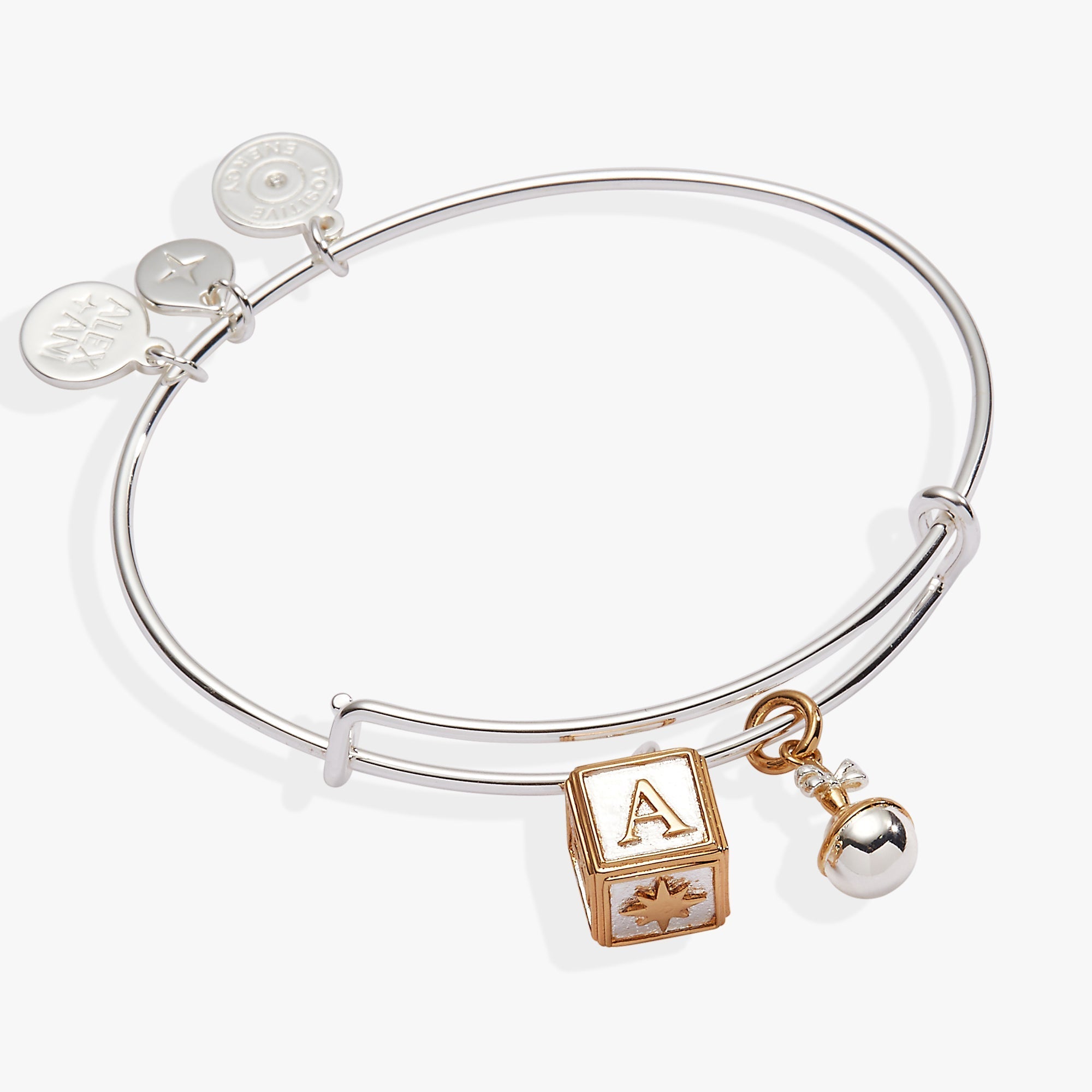 Baby Block and Rattle Bangle by ALEX AND ANI at Shirley Shoppe