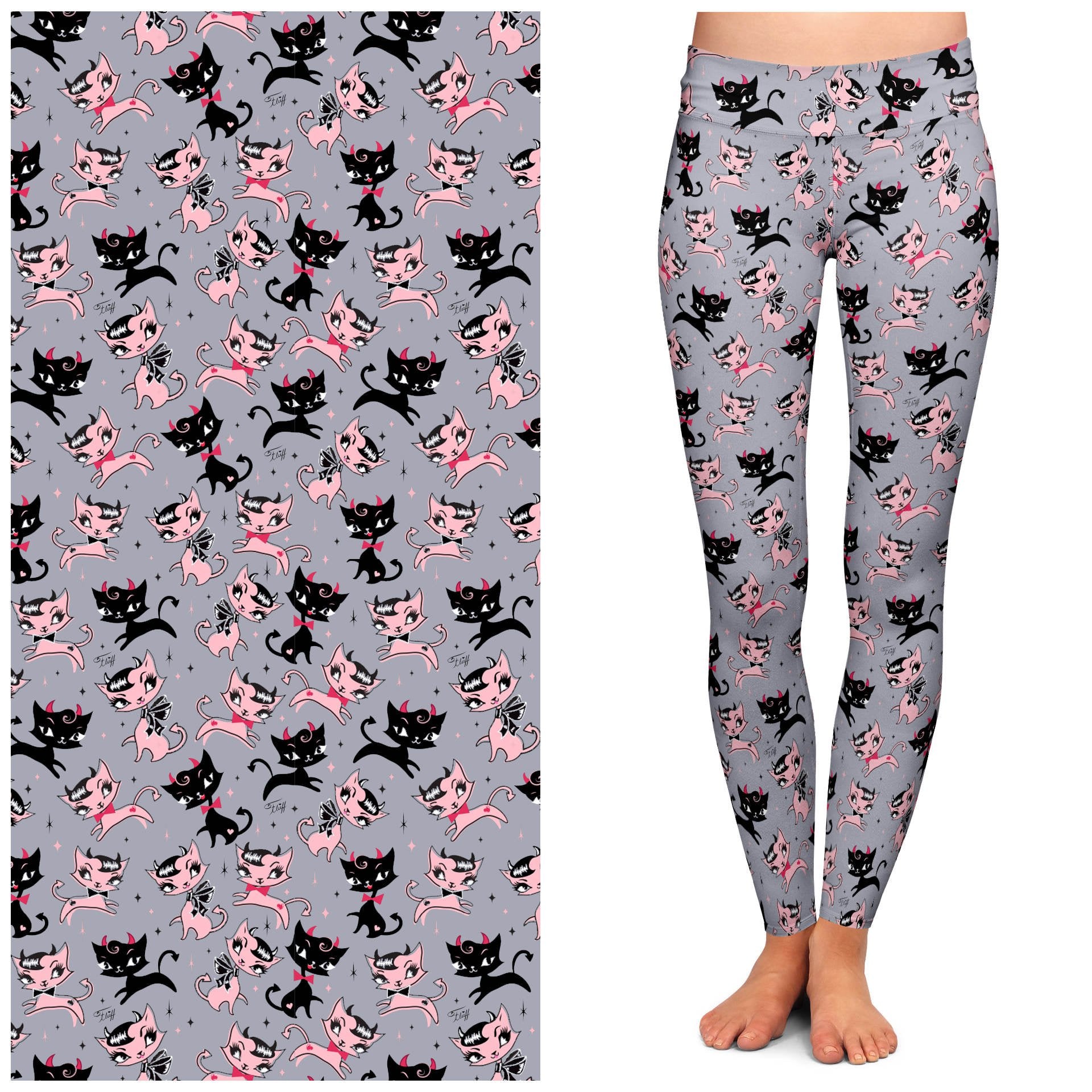 Bad Kitty Leggings by Miss Fluff x Lipstick & Chrome OS by Quirks! at Shirley Shoppe