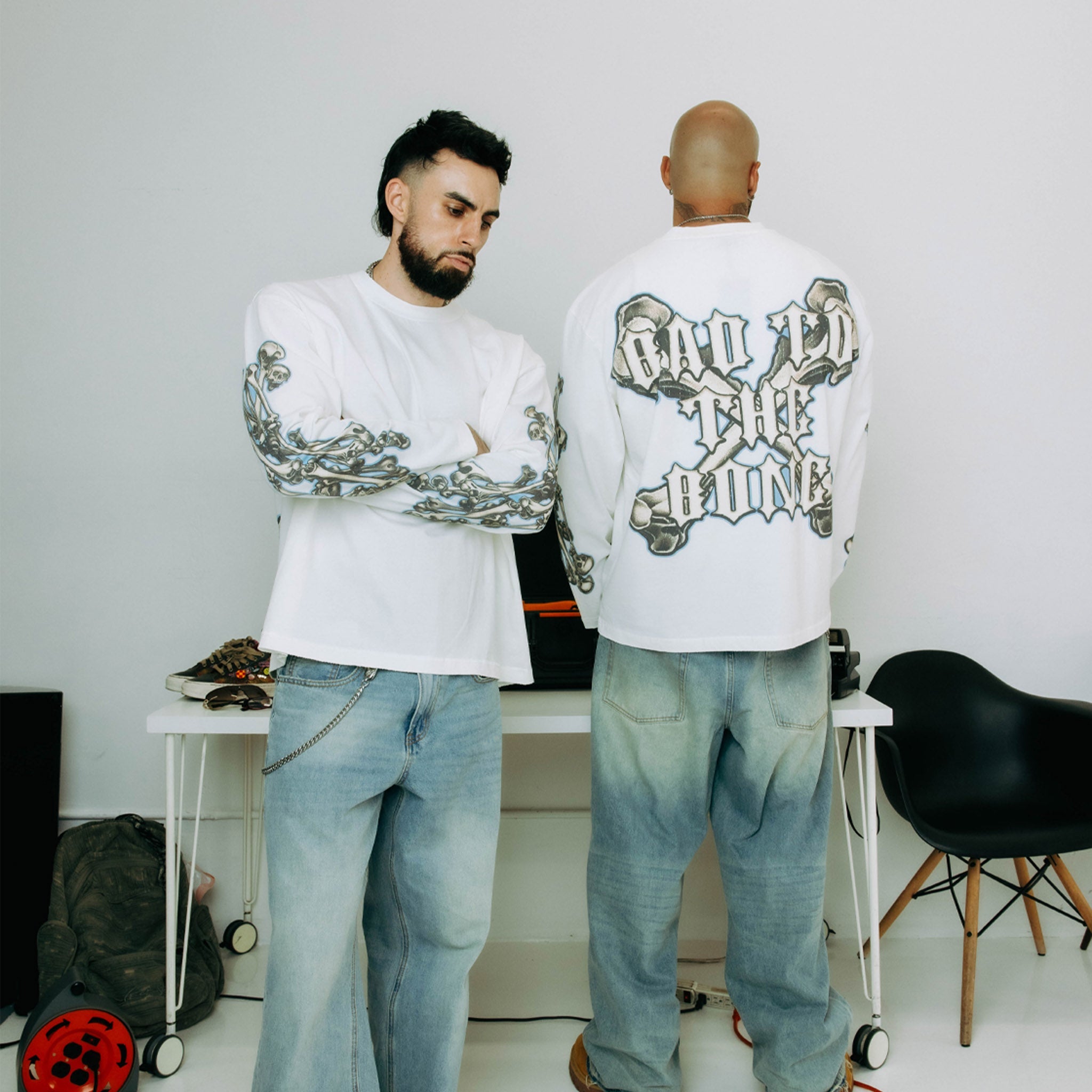 Commons Bad to the Bone Long Sleeve Tee White