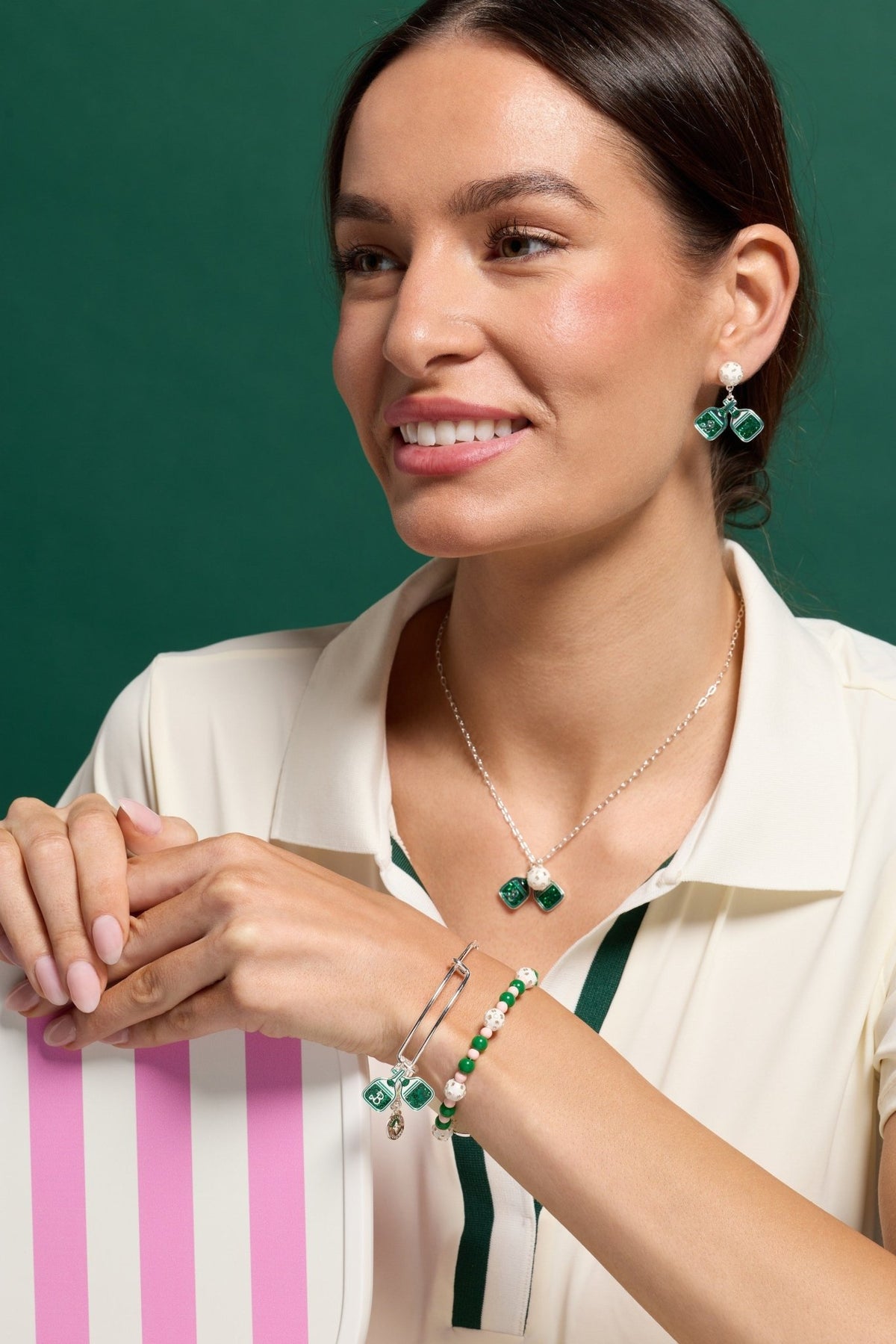 Barbie™ Pickleball Beaded Charm Bangle by ALEX AND ANI at Shirley Shoppe