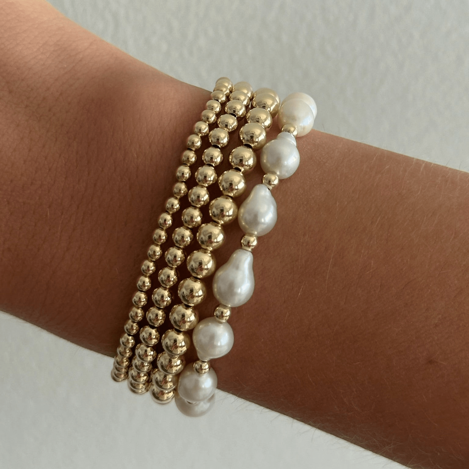 baroque juno bracelet four stack (3+4+5+7mm) by Cuffed by Nano LLC at Shirley Shoppe