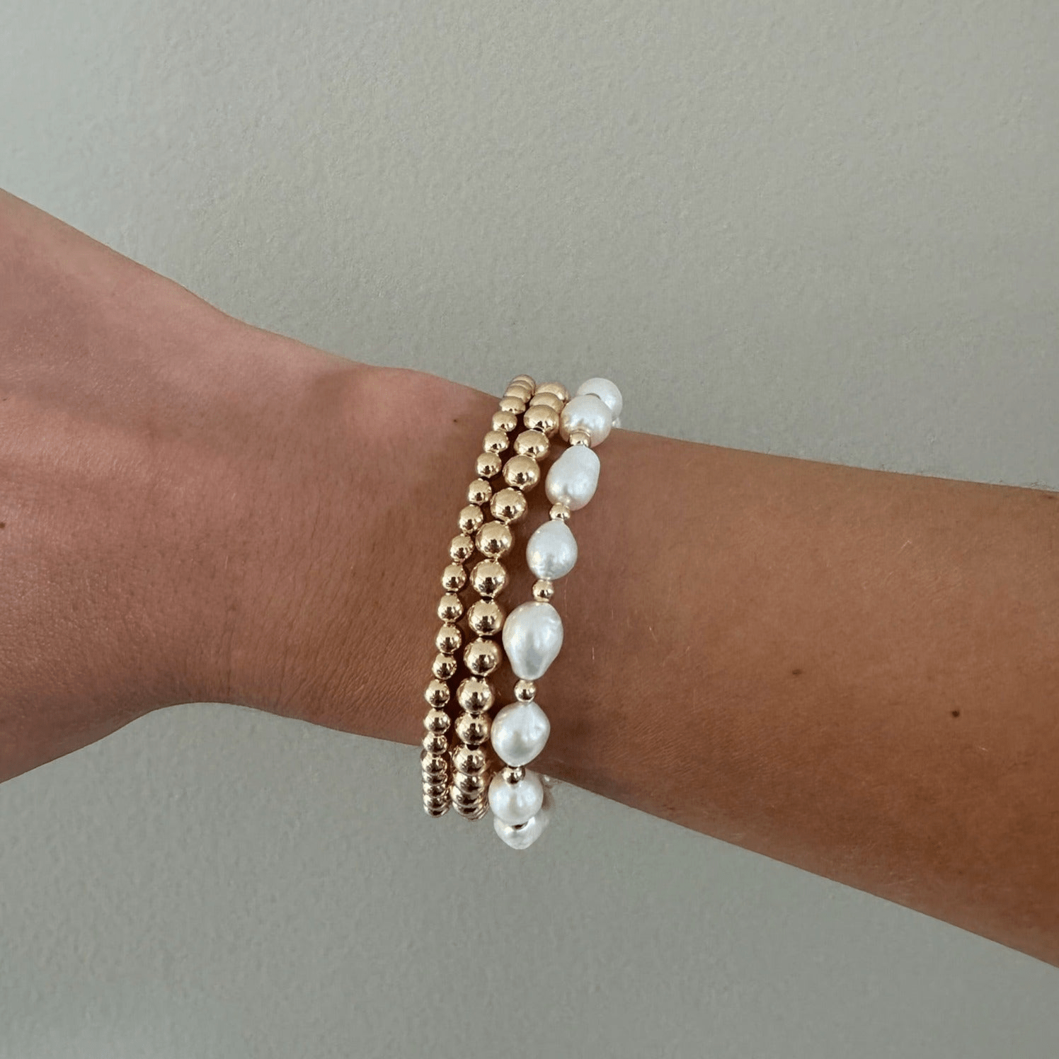 baroque juno bracelet triple stack (4+5+7mm) by Cuffed by Nano LLC at Shirley Shoppe