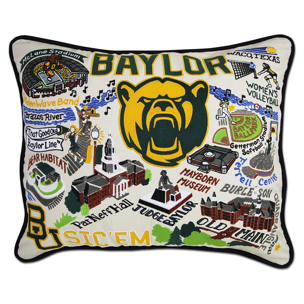 Baylor University Collegiate Embroidered Pillow by Cat Studio by Quirks! at Shirley Shoppe