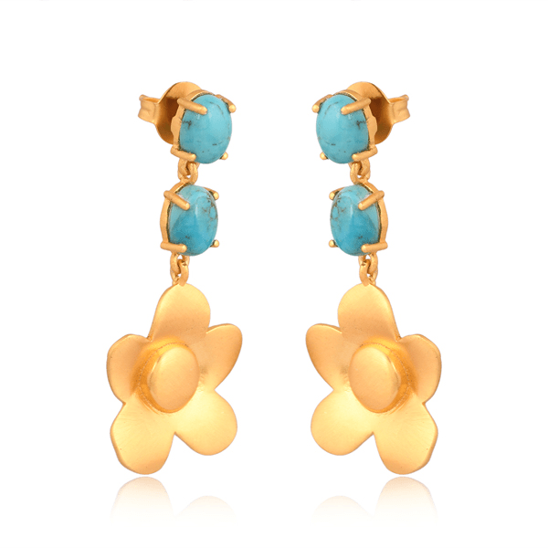 Beachside Bloom Drop Earrings - Turquoise by Christina Greene at Shirley Shoppe