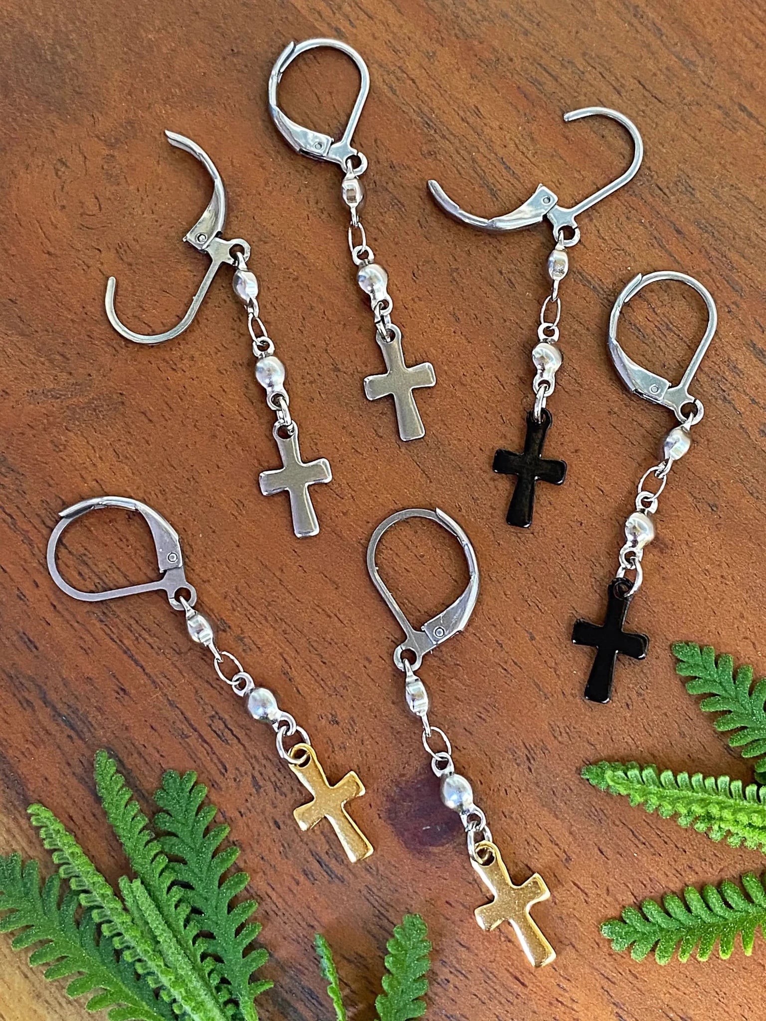 BEADED CROSS EARRINGS by Bellaforma Jewelry at Shirley Shoppe