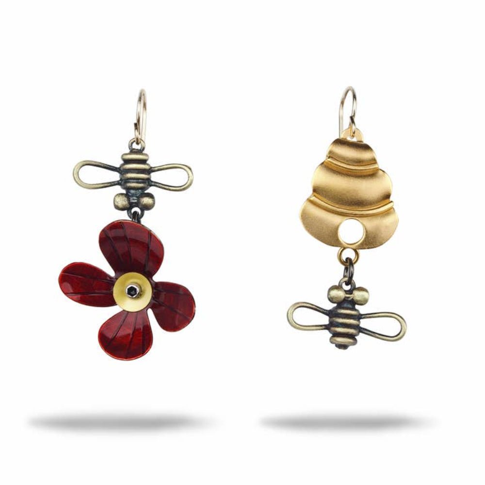 Bee Line Earrings (Red) by Chickenscratch by Quirks! at Shirley Shoppe