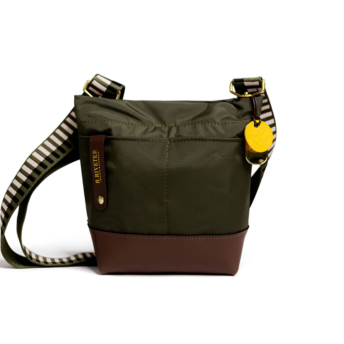 Betsy Bucket Bag | Fatigue Nylon + Brown Leather