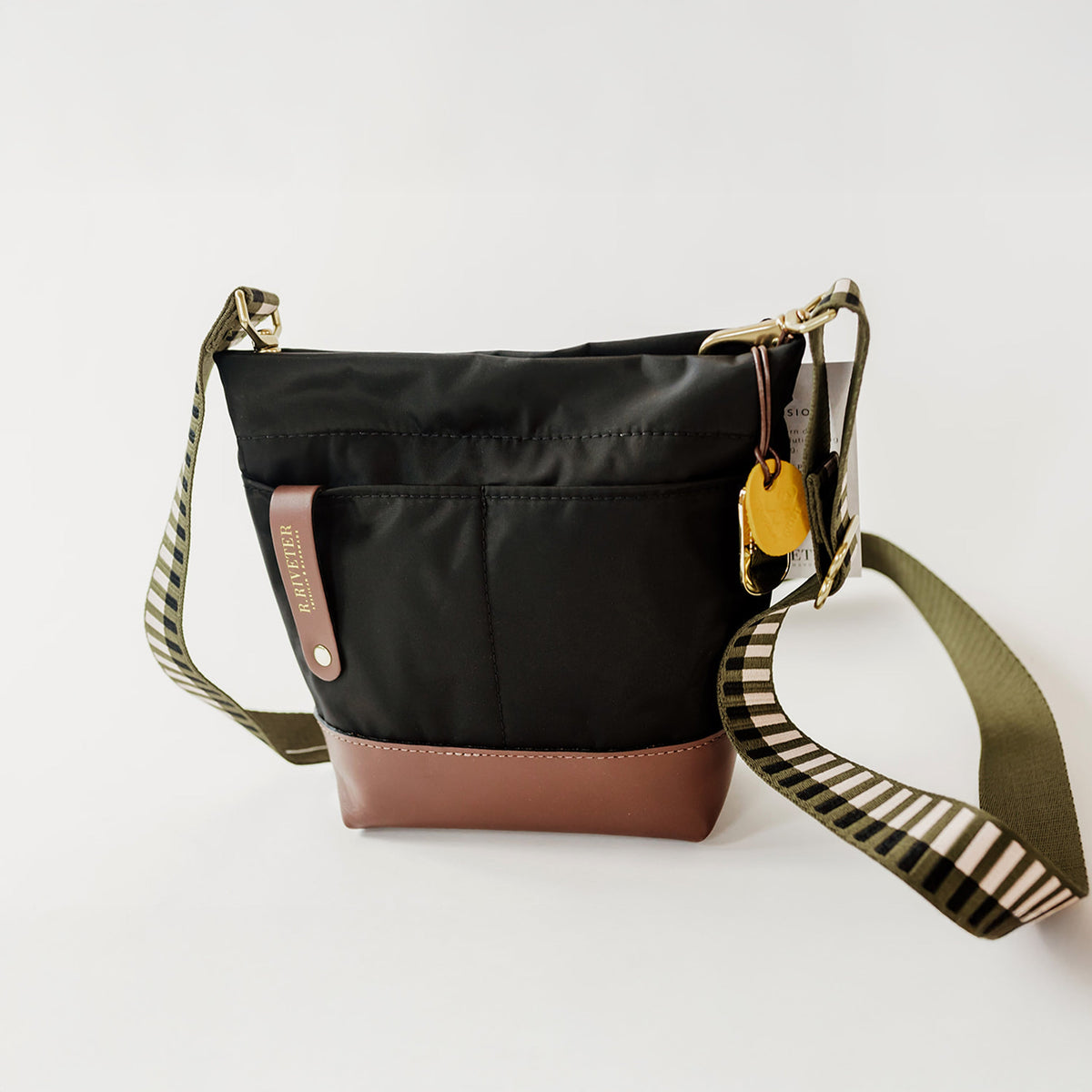 Betsy Bucket Bag | Black Nylon + Brown Leather