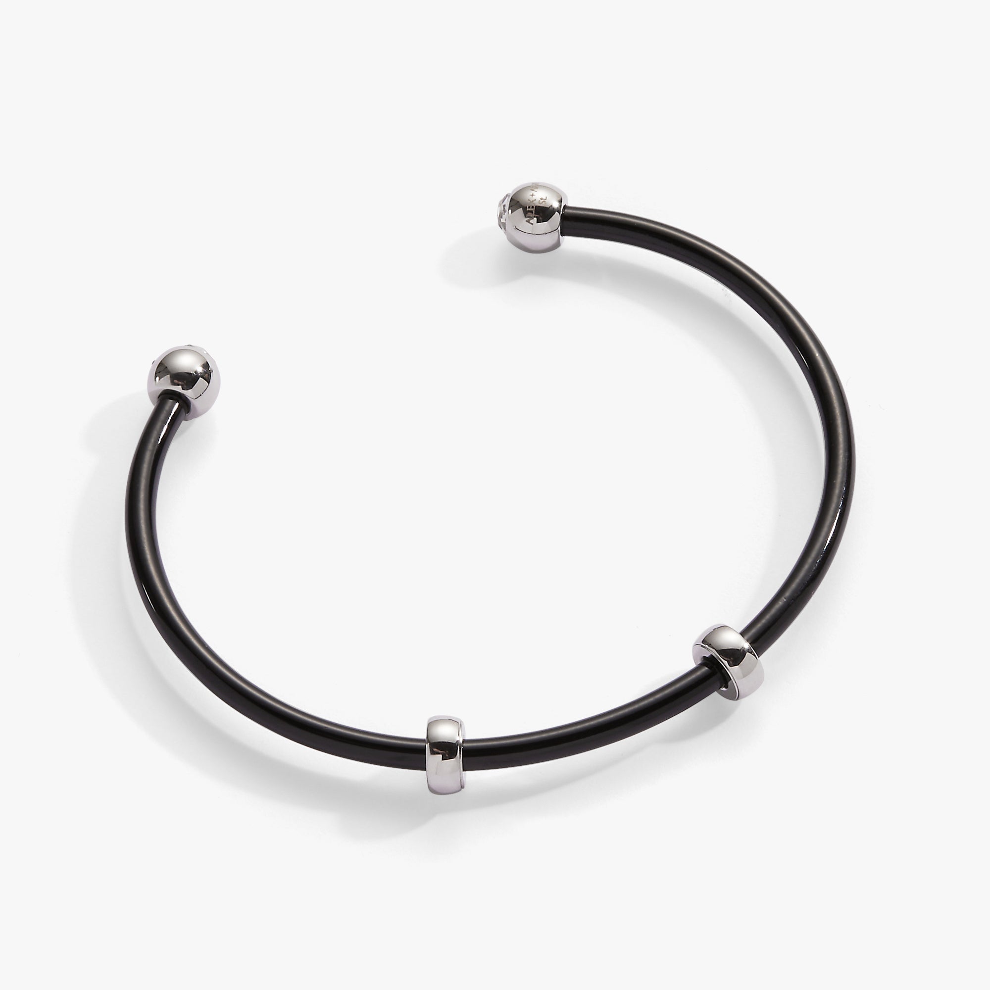Bezel Stone Enamel Cuff, Black by ALEX AND ANI at Shirley Shoppe