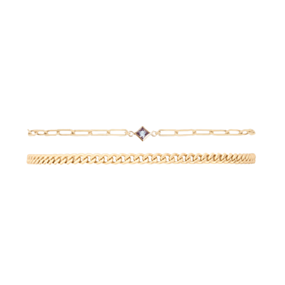birthstone + gabi curb bracelet stack by Cuffed by Nano LLC at Shirley Shoppe