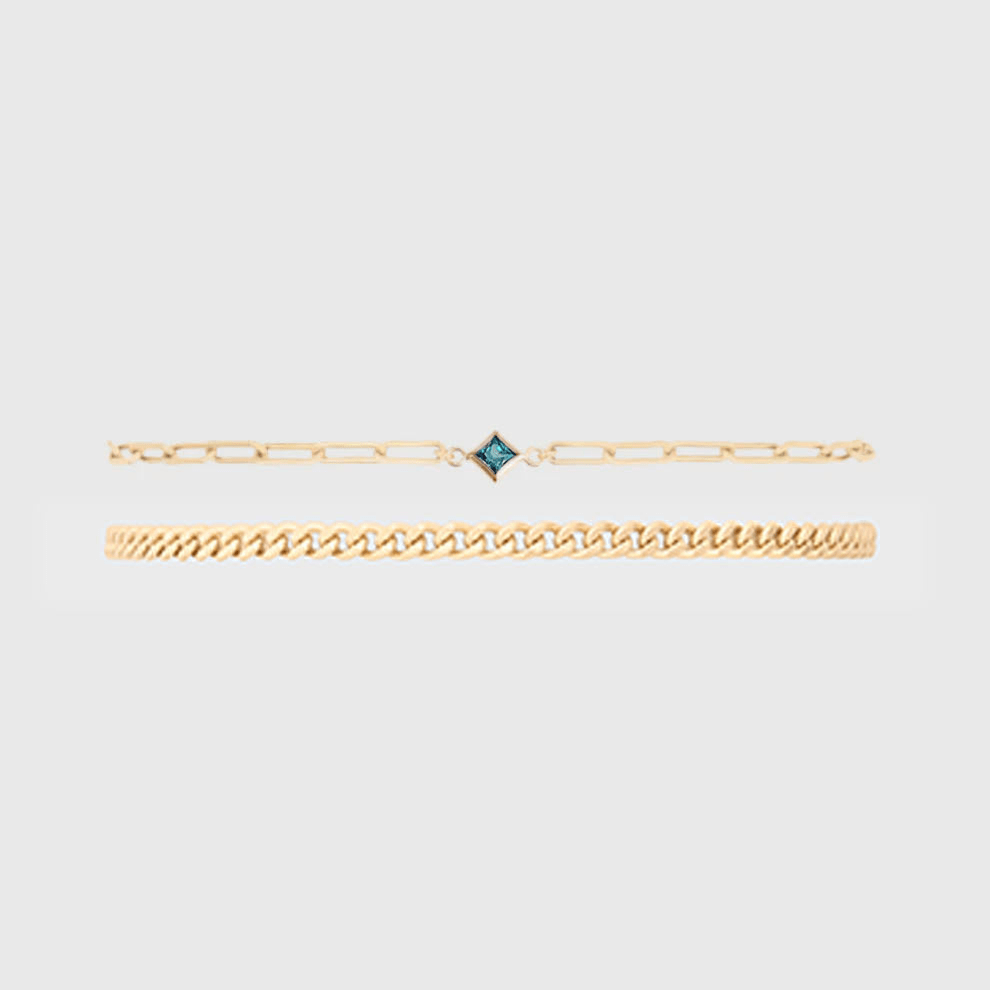 birthstone + gabi curb bracelet stack by Cuffed by Nano LLC at Shirley Shoppe